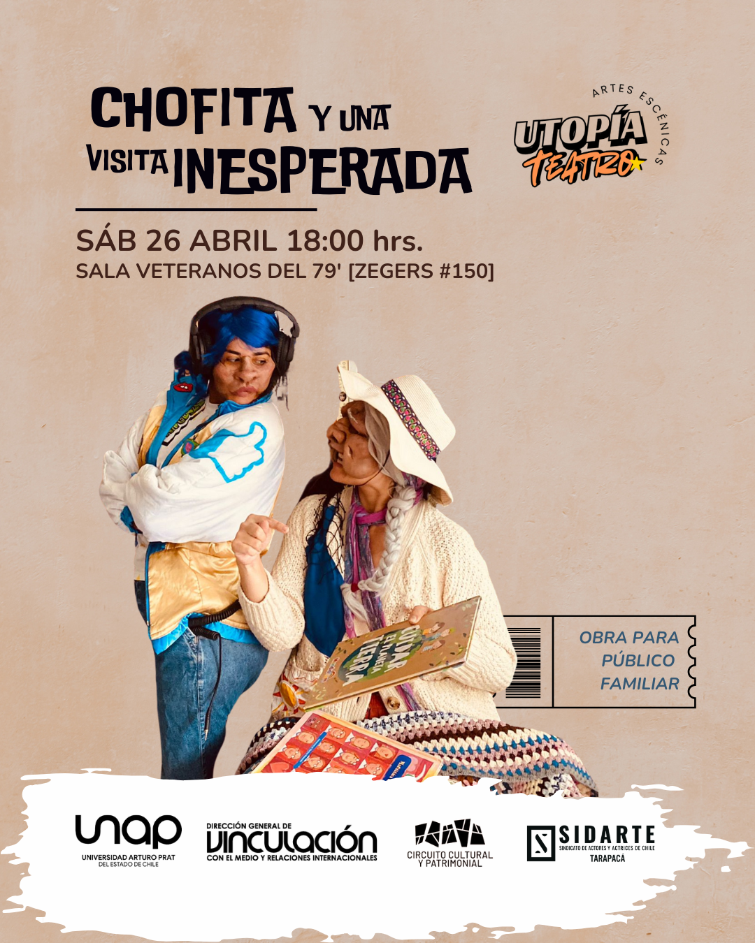 Afiche Utopía en el Veteranos - Chofita y una visita inesperada Afiche Utopía en el Veteranos - Chofita y una visita inesperada