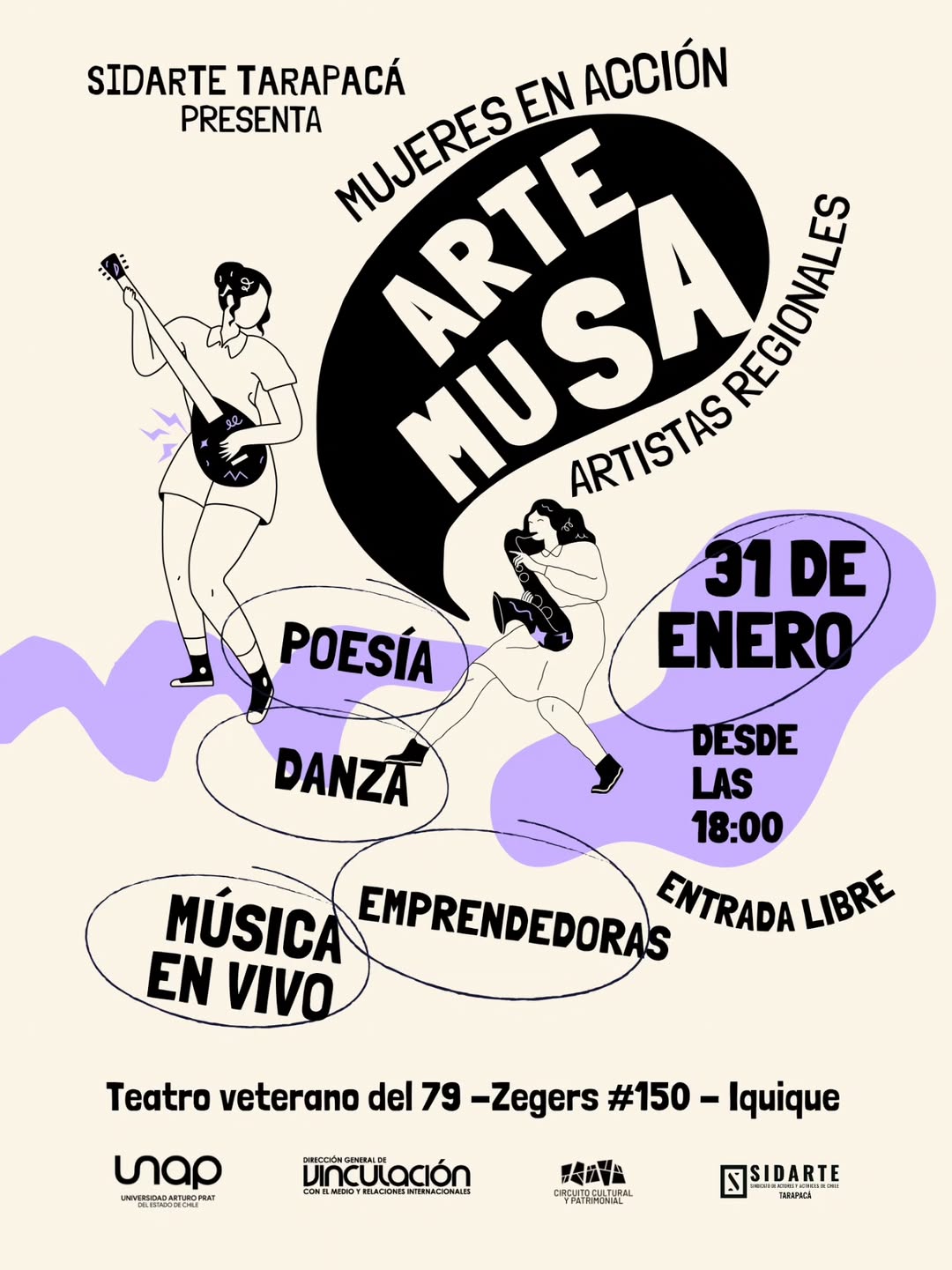 [ENE 2026] Afiche Arte Musa - Mujeres en acción