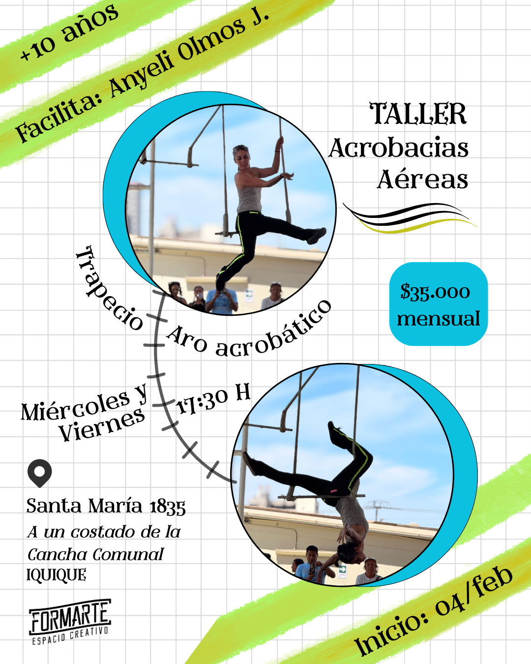 [Afiche] Taller Acrobacias Aereas - enero 2026